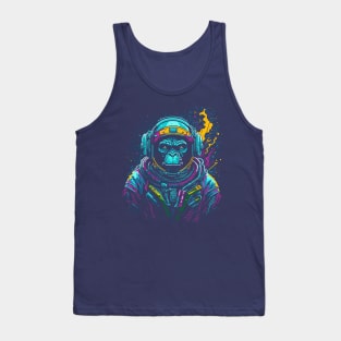 Vibrant Pop Art Space Monkey // Monkey Astronaut in Outer Space Tank Top